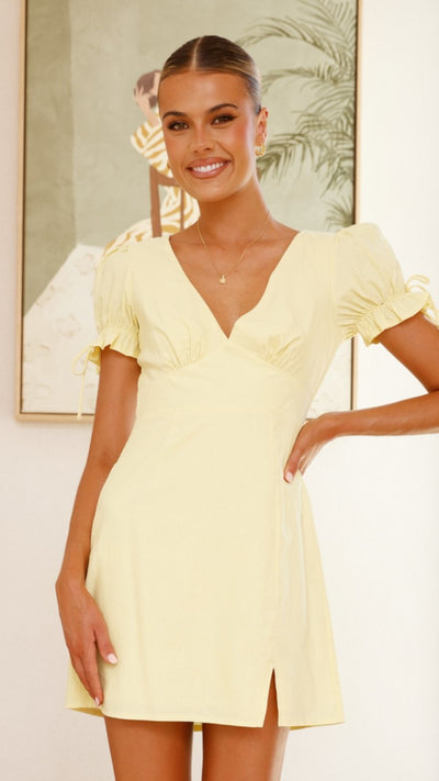 Load image into Gallery viewer, Breigh Mini Dress - Lemon - Billy J
