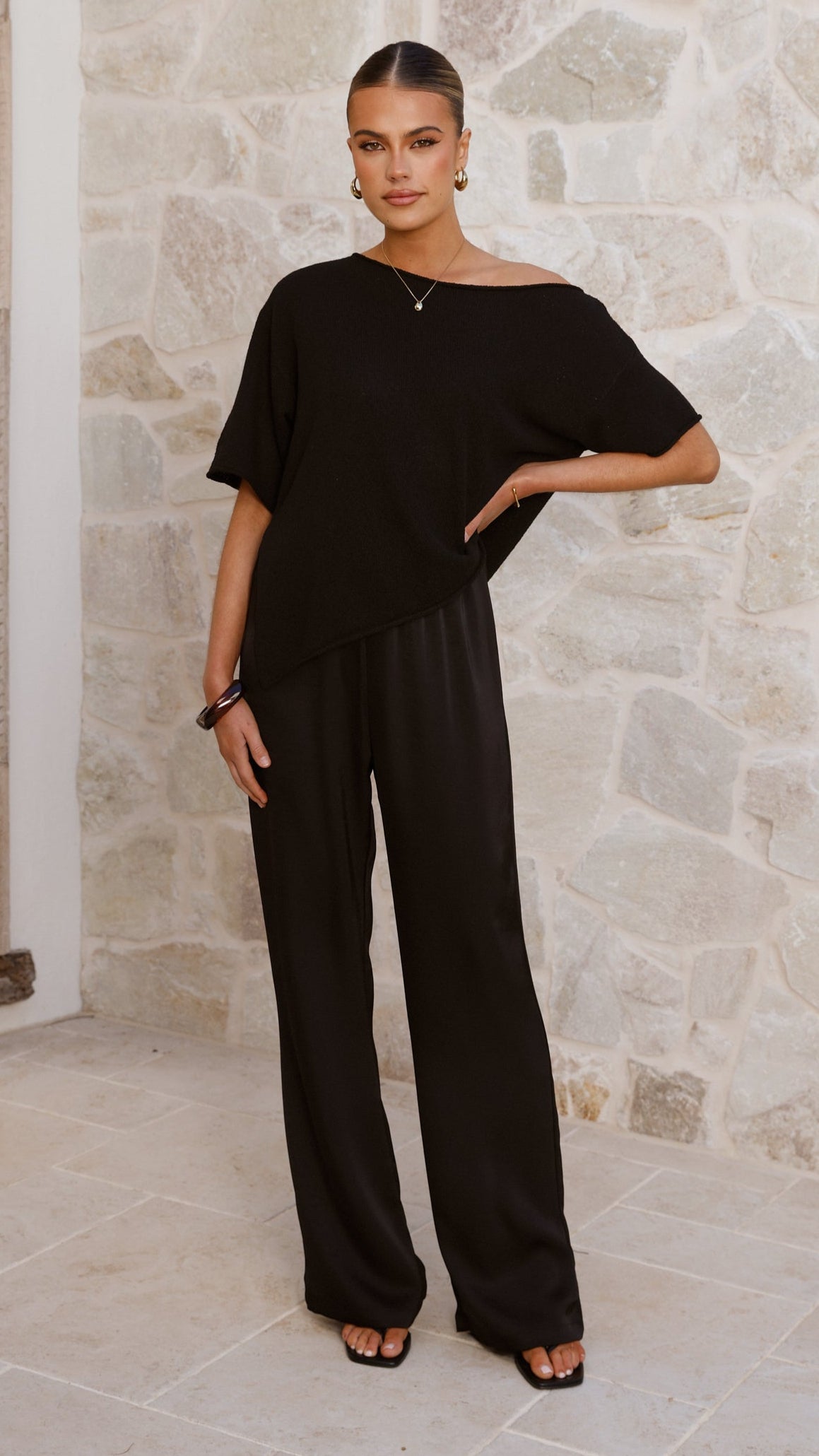 Blair Off Shoulder Tee - Black - Billy J