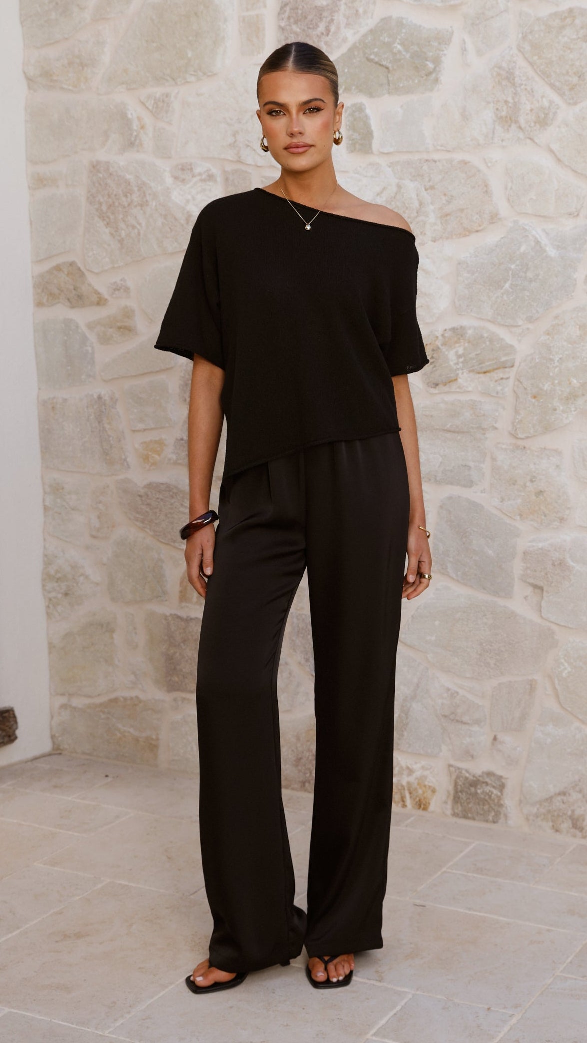 Blair Off Shoulder Tee - Black - Billy J