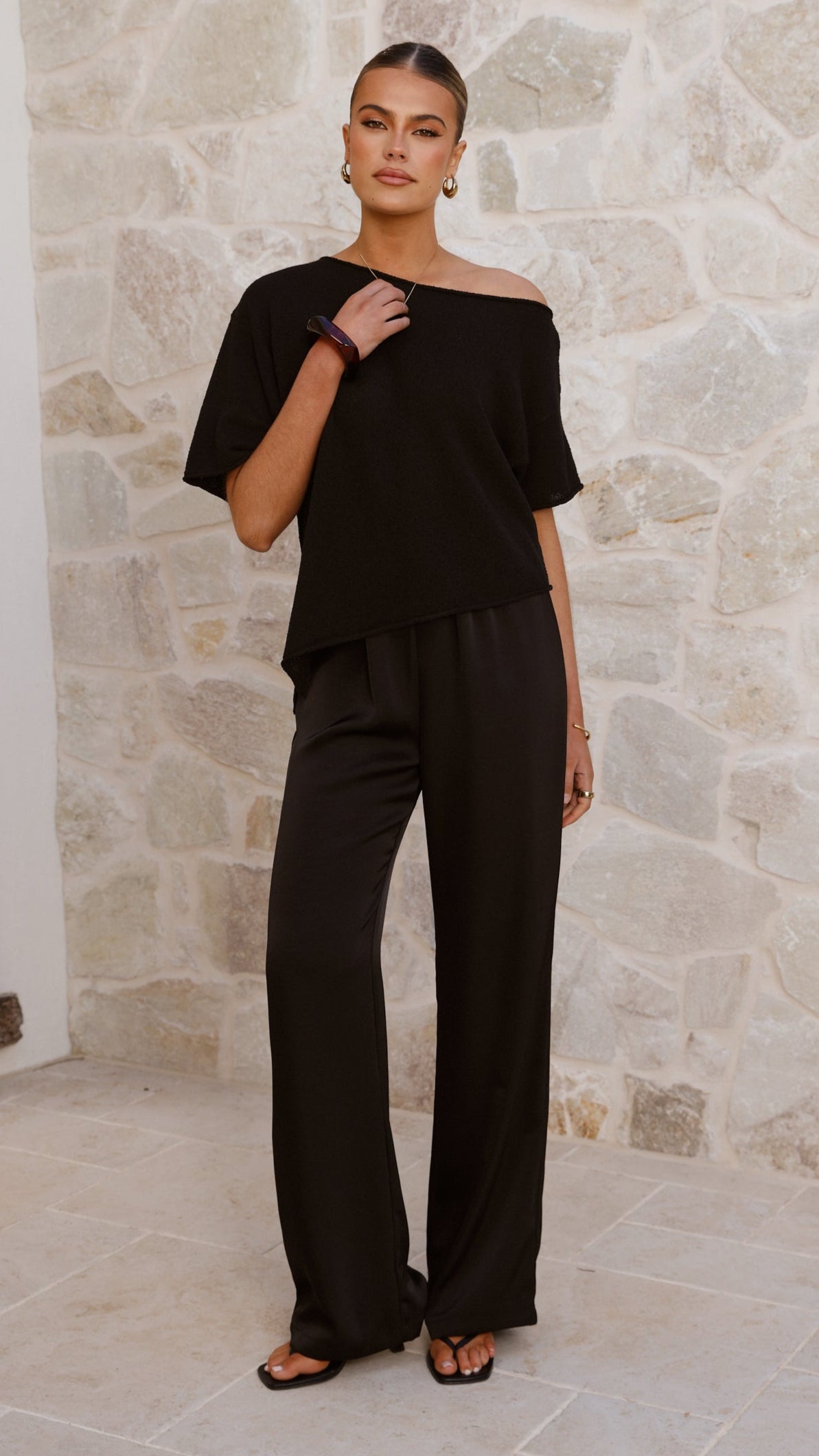 Blair Off Shoulder Tee - Black - Billy J