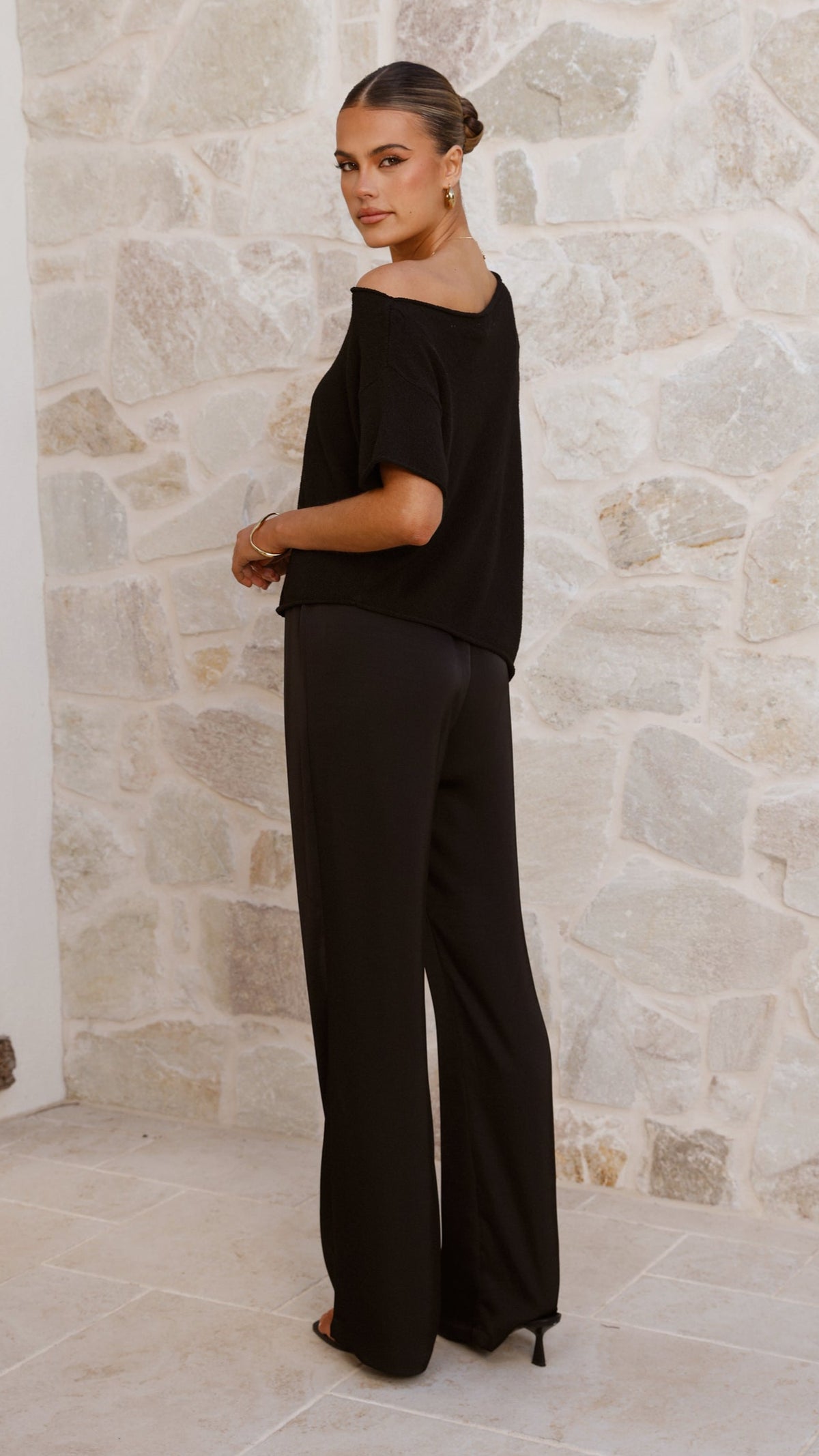 Blair Off Shoulder Tee - Black - Billy J