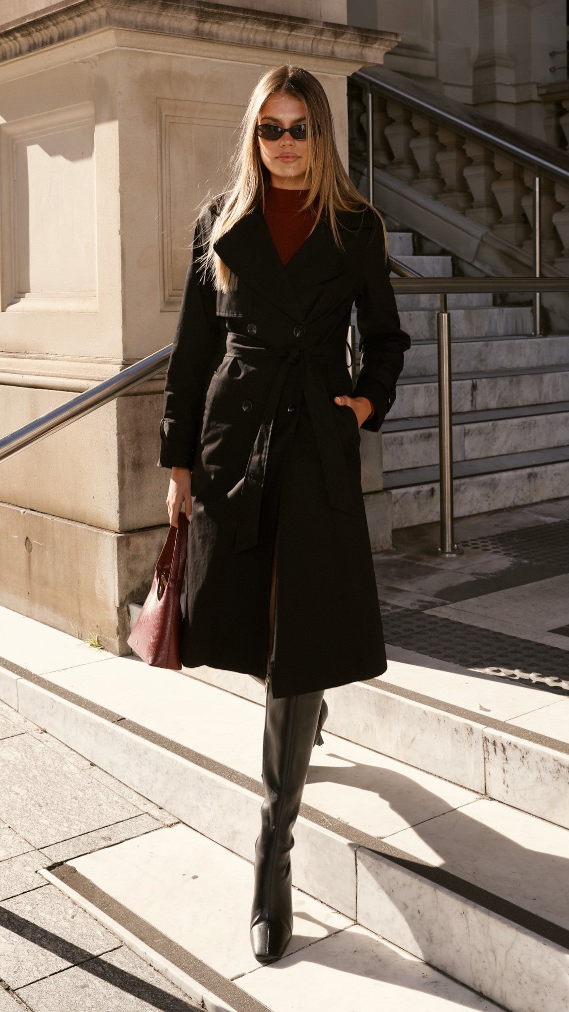 Byron Trench Coat - Black - Billy J