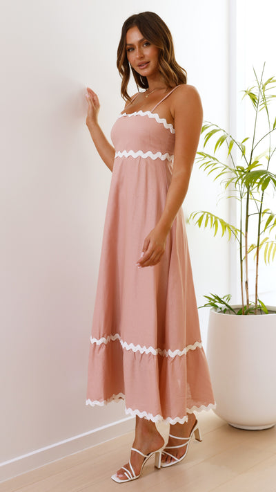Load image into Gallery viewer, Brodey Midi Dress - Blush / White - Billy J
