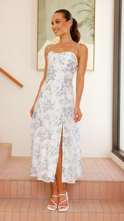 Load image into Gallery viewer, Kristy Maxi Dress - Blue Floral - Billy J
