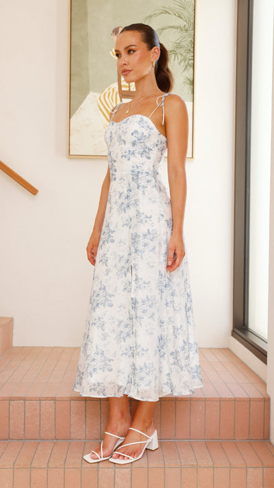 Load image into Gallery viewer, Kristy Maxi Dress - Blue Floral - Billy J
