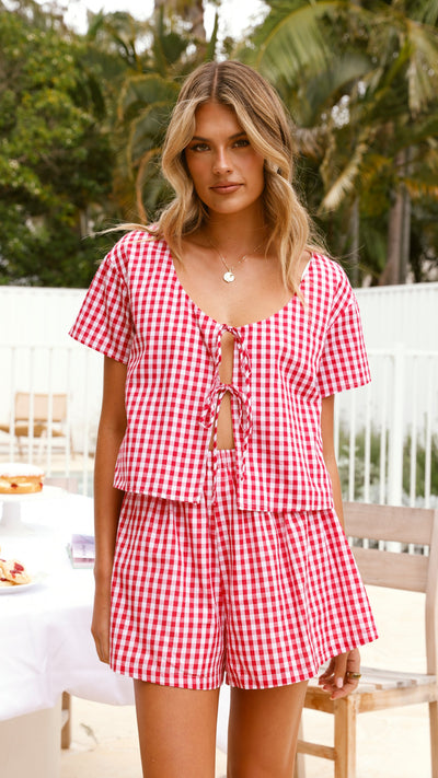 Load image into Gallery viewer, Jaiana Tie Top - Picnic Red - Billy J
