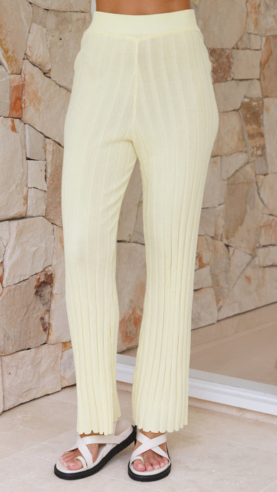 Load image into Gallery viewer, Megan Knit Pants - Lemon
