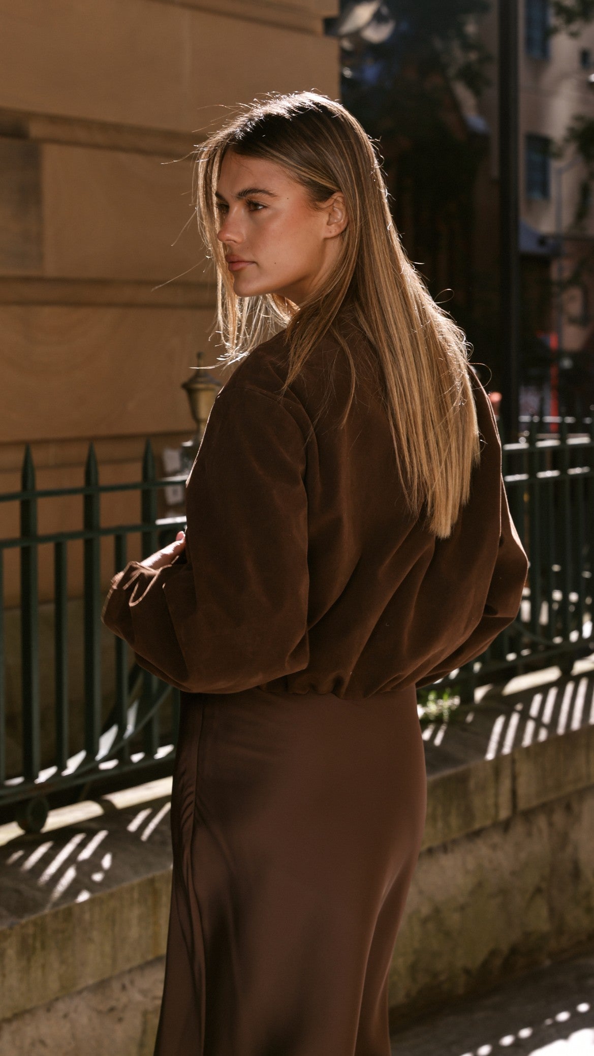 Sloane Bomber Jacket - Dark Chocolate - Billy J