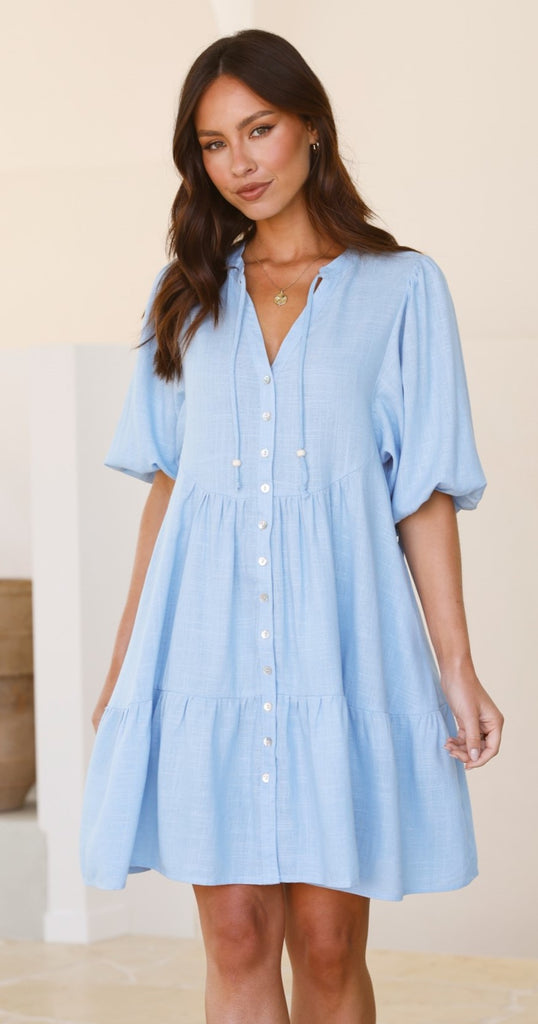 Tabitha Mini Dress - Chambray Blue - Billy J