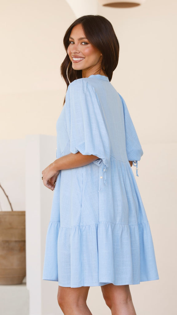 Tabitha Mini Dress - Chambray Blue - Billy J