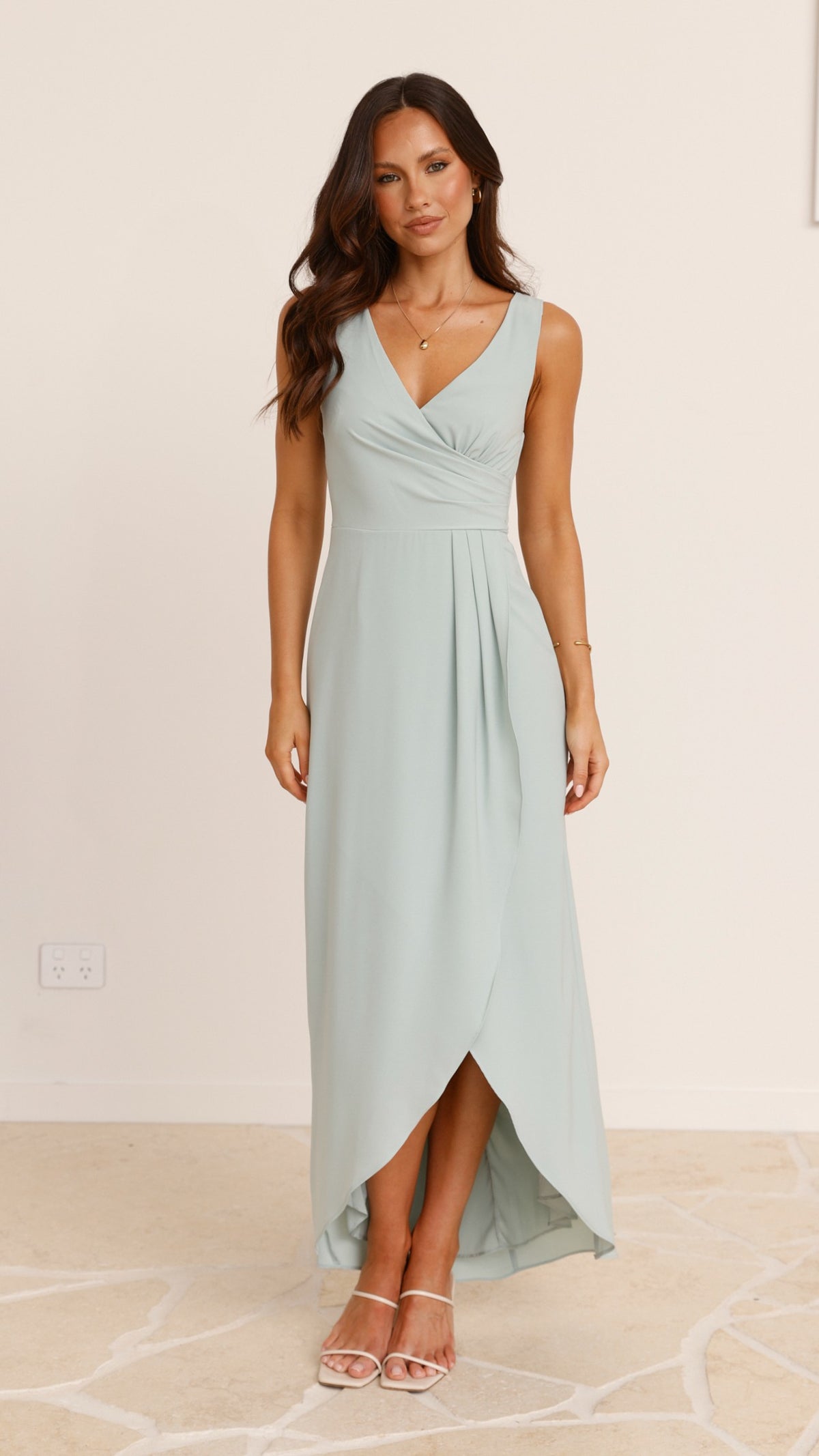 Pamela V Neck Maxi Dress - Sage - Billy J