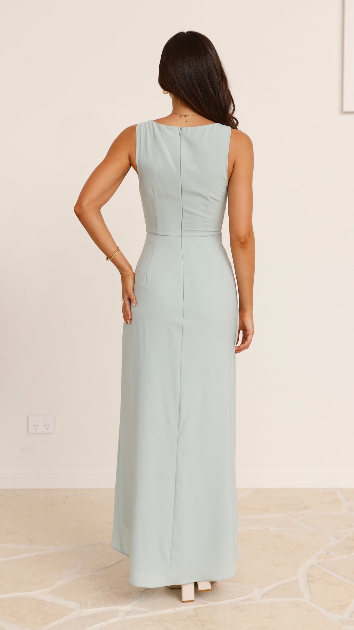 Pamela V Neck Maxi Dress - Sage - Billy J
