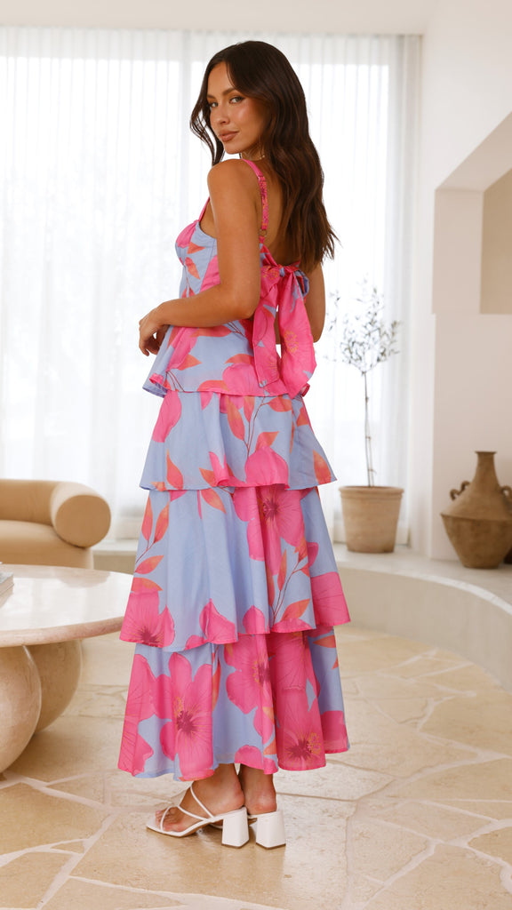 Page Maxi Dress - Blue / Pink Floral - Billy J