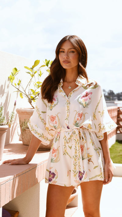 Load image into Gallery viewer, Carmen Playsuit - Flower Print - Billy J
