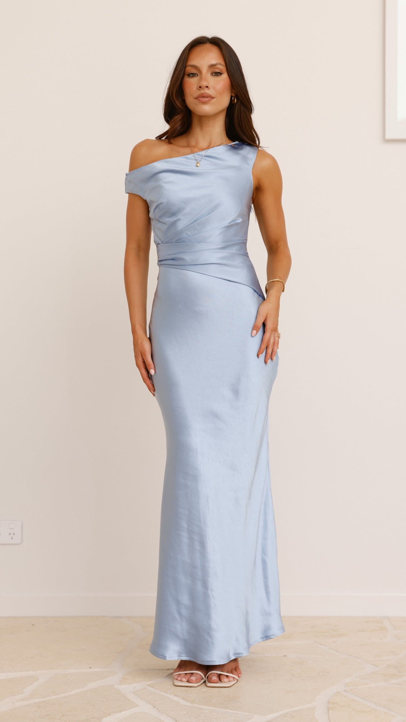 Auria Off Shoulder Maxi Dress - Blue - Billy J