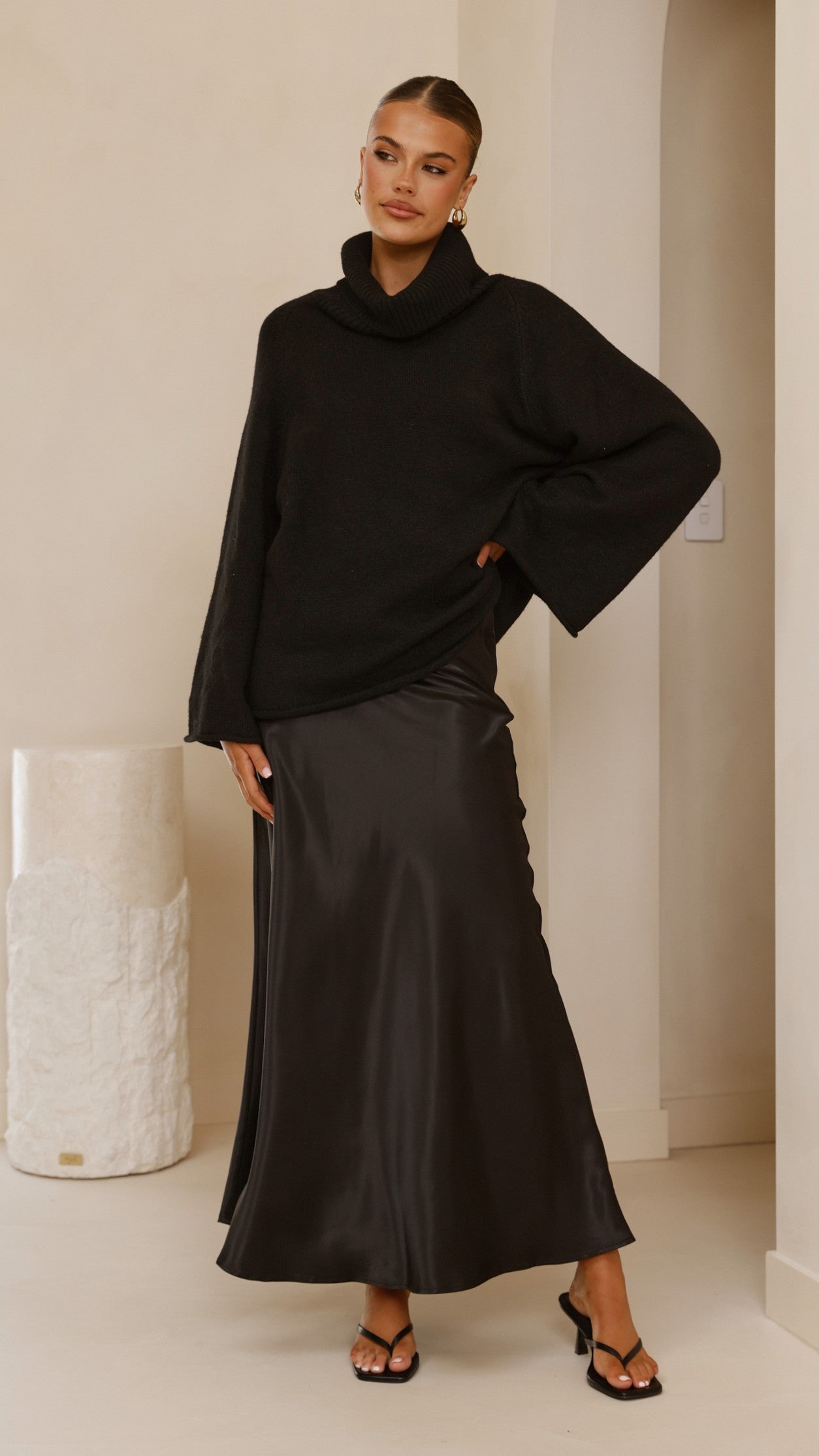Darina Bias Cut Maxi Skirt - Black - Billy J