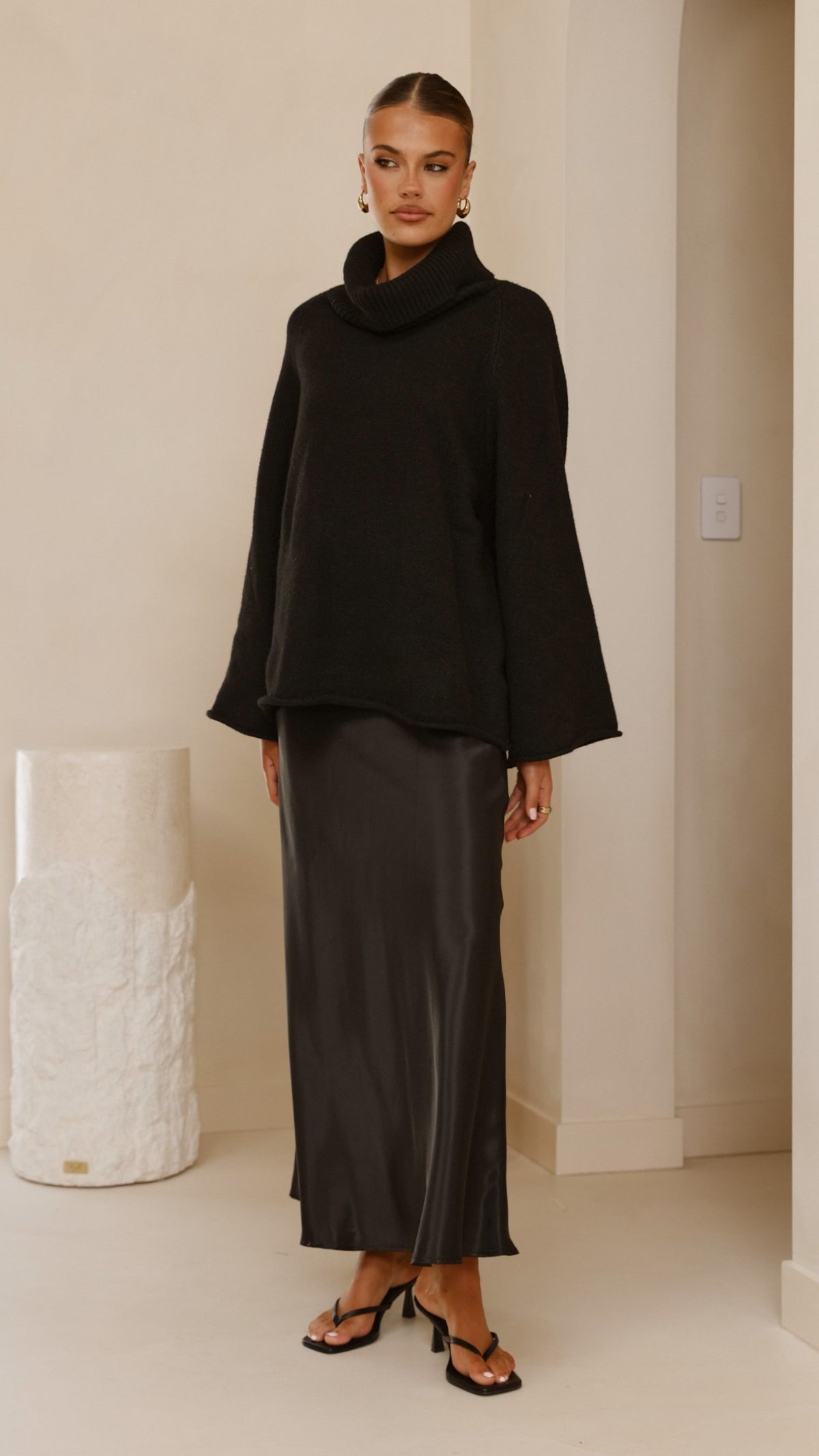 Darina Bias Cut Maxi Skirt - Black - Billy J