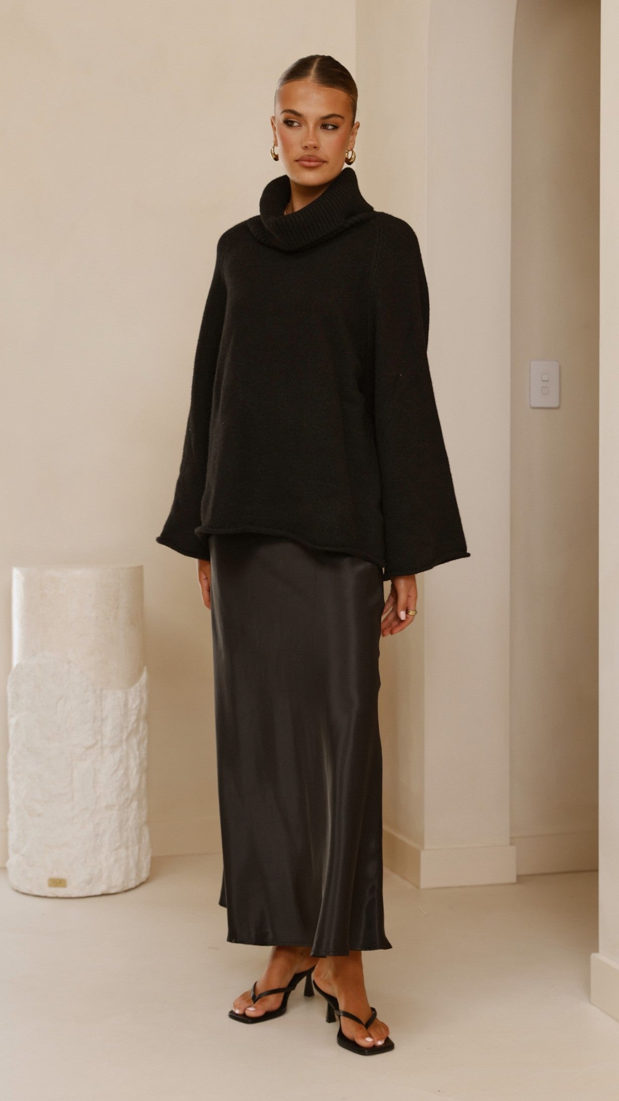 Darina Bias Cut Maxi Skirt - Black - Billy J