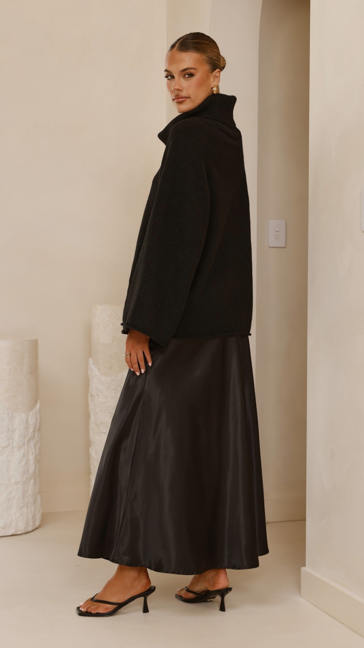 Darina Bias Cut Maxi Skirt - Black - Billy J