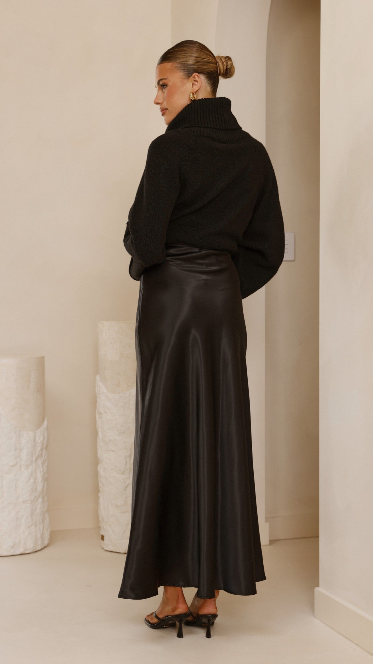 Darina Bias Cut Maxi Skirt - Black - Billy J