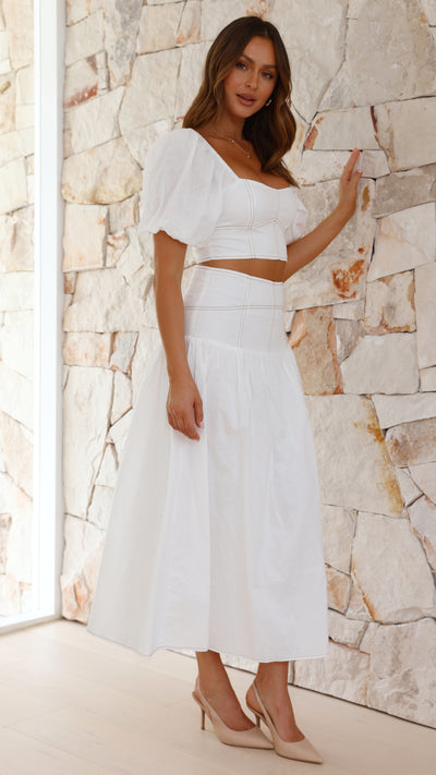 Load image into Gallery viewer, Vivien Top and Maxi Skirt Set - White - Billy J

