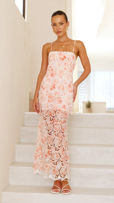 Load image into Gallery viewer, Kalista Maxi Dress - Orange Floral - Billy J
