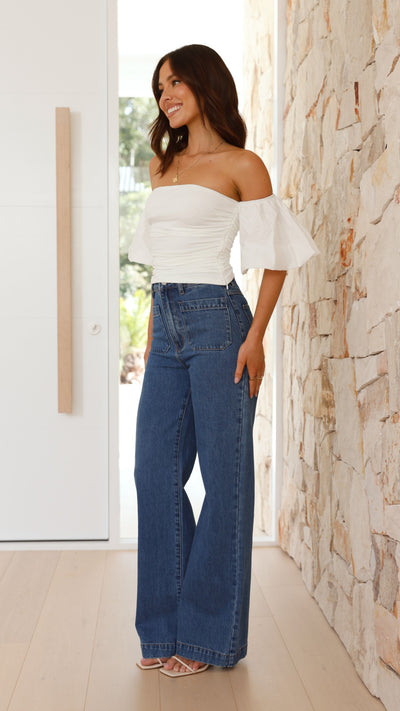 Load image into Gallery viewer, Florence Crop Top - White - Billy J
