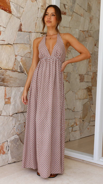 Load image into Gallery viewer, Xylon Maxi Dress - Brown Print - Billy J

