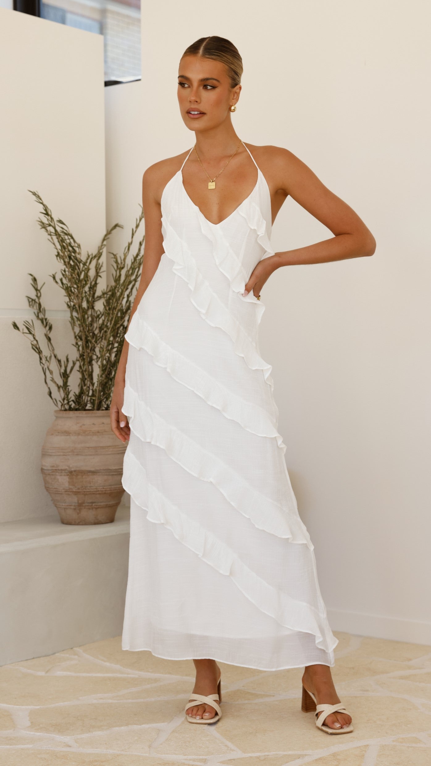 Sophia Maxi Dress - White - Billy J