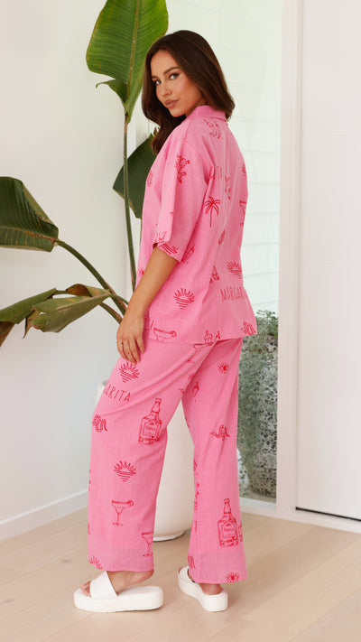 Load image into Gallery viewer, Bailie Shirt and Pants Set - Pink / Red Margarita
