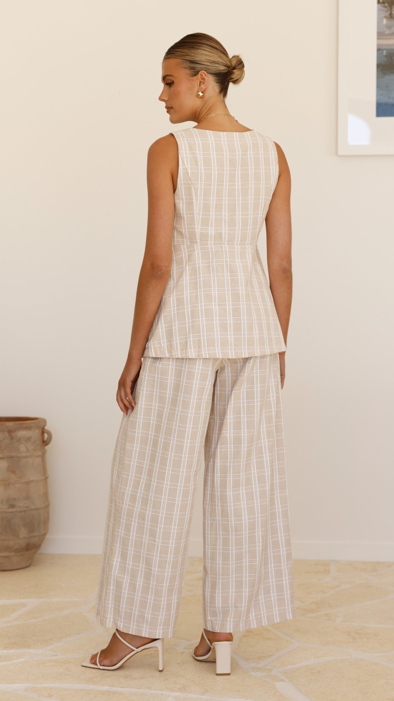 Obelia Top - Beige / White Check - Billy J