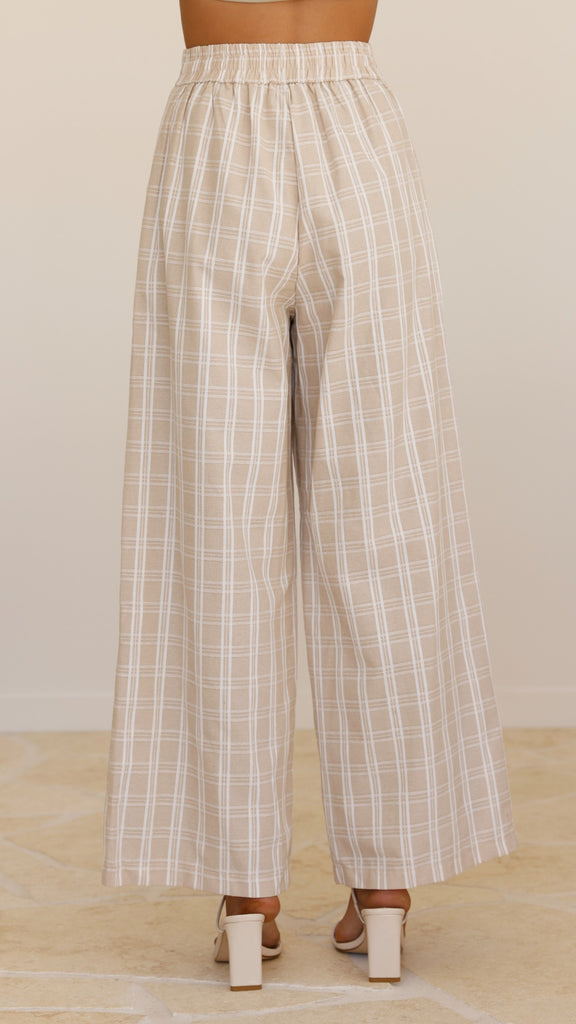 Obelia Pants - Beige / White Check - Billy J