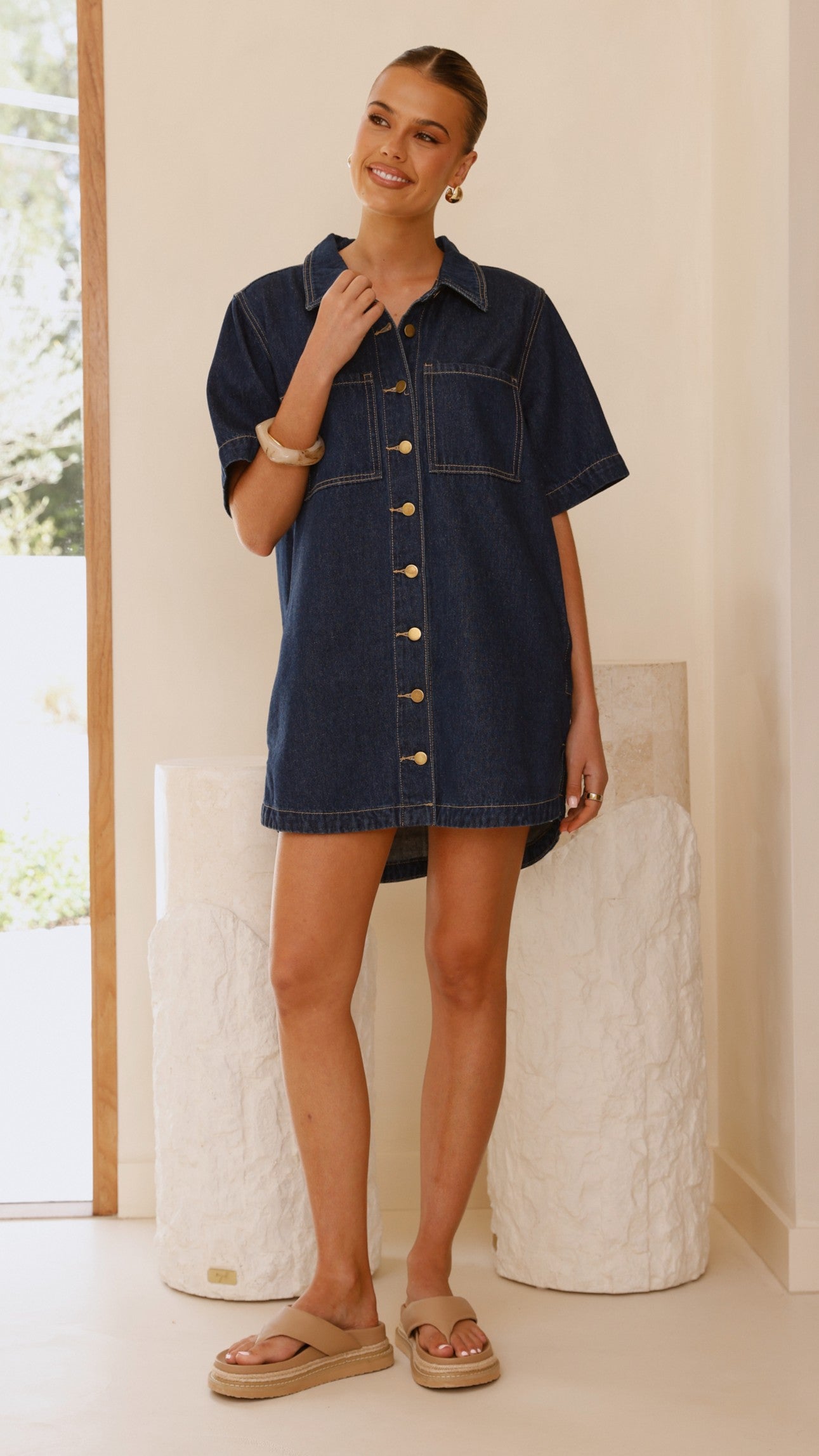 Rayna Denim Mini Dress - Indigo - Billy J