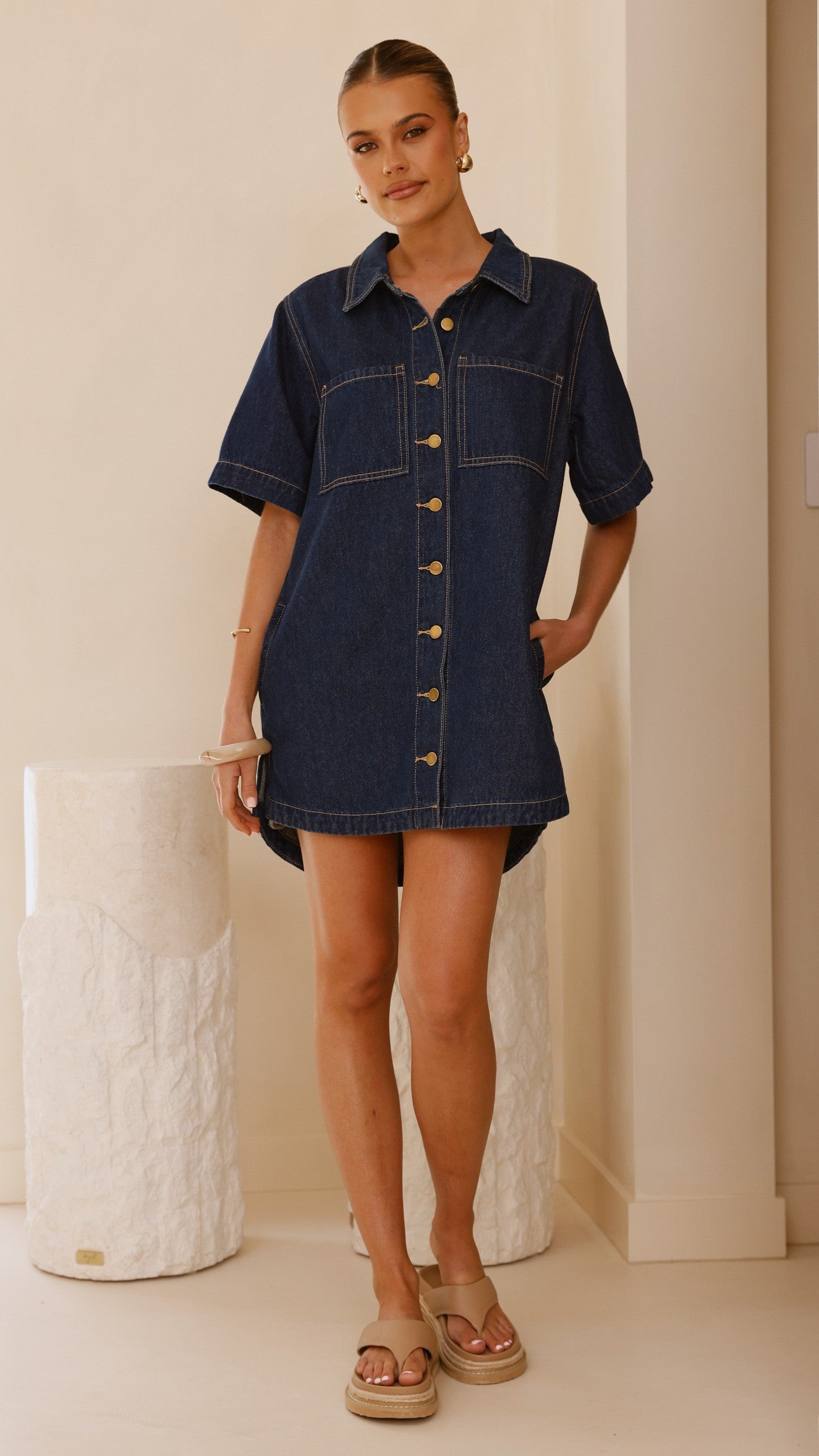 Rayna Denim Mini Dress - Indigo - Billy J