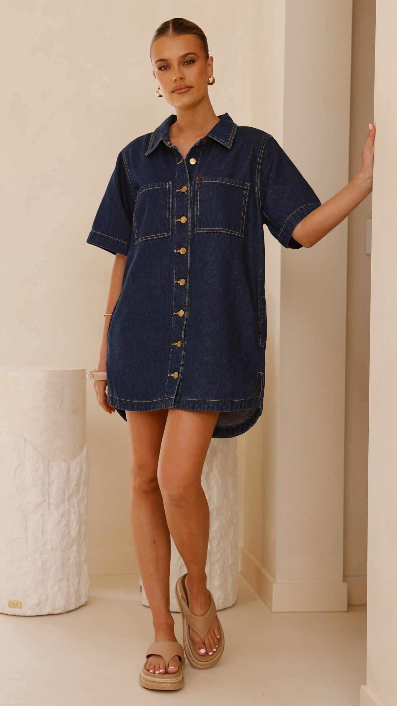 Rayna Denim Mini Dress - Indigo - Billy J