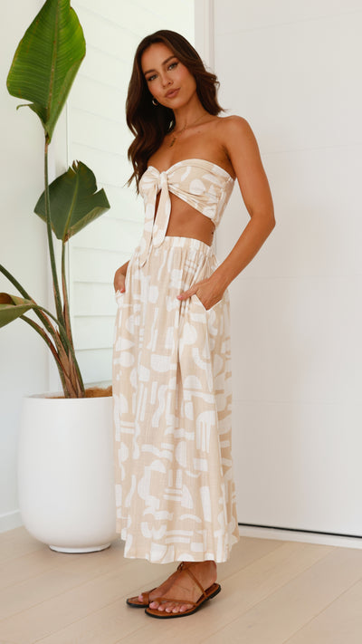 Load image into Gallery viewer, Kenna Maxi Skirt - Beige Coco Print
