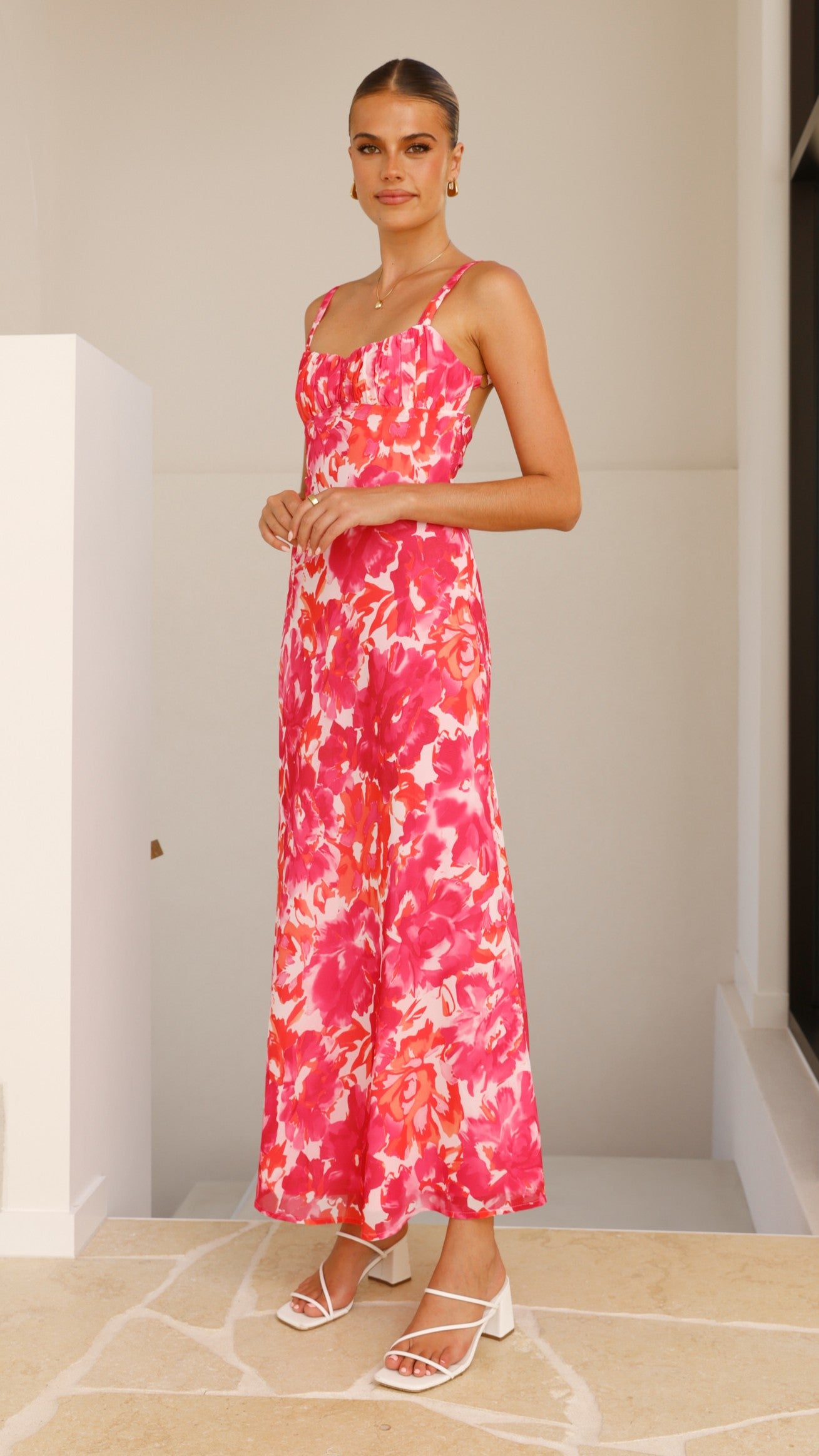 Margo Midi Dress - Pink/Red Floral - Billy J