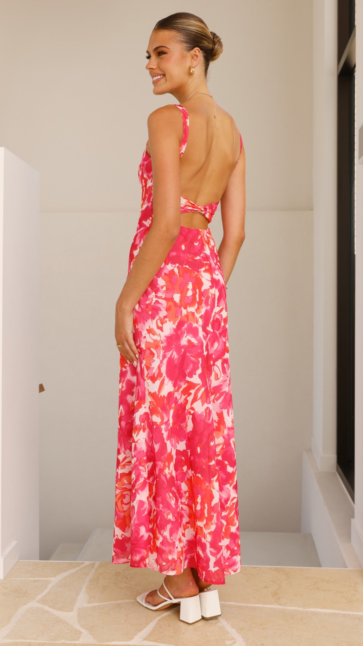 Margo Midi Dress - Pink/Red Floral - Billy J