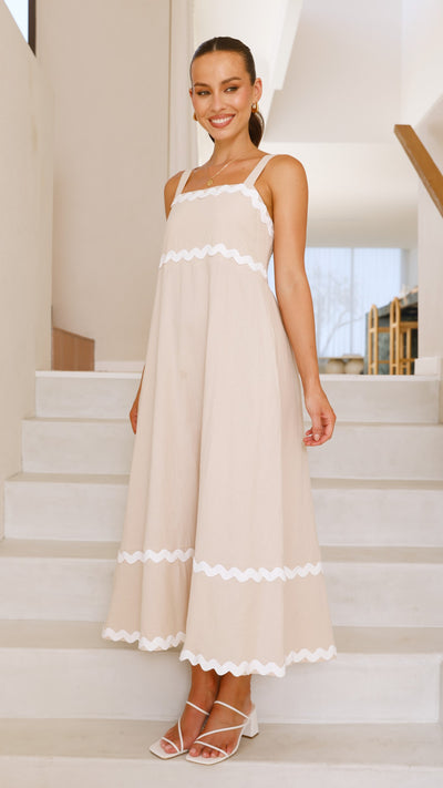 Load image into Gallery viewer, Raelynn Maxi Dress - Beige/White - Billy J
