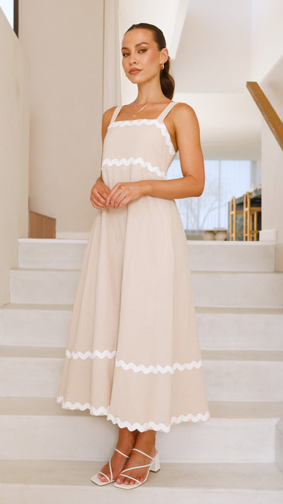 Load image into Gallery viewer, Raelynn Maxi Dress - Beige/White - Billy J
