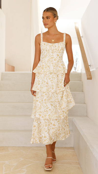 Load image into Gallery viewer, Page Maxi Dress - Yellow Floral - Billy J
