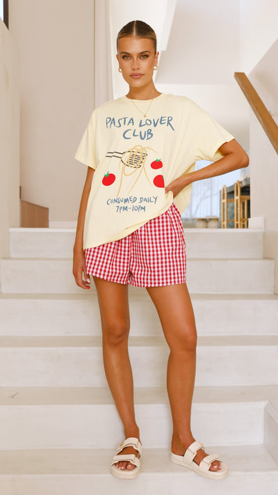 Load image into Gallery viewer, Pasta Lover Top and Shorts Set - Yellow/Red - Billy J
