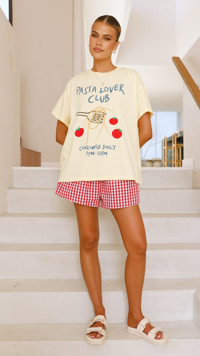 Load image into Gallery viewer, Pasta Lover Top and Shorts Set - Yellow/Red - Billy J
