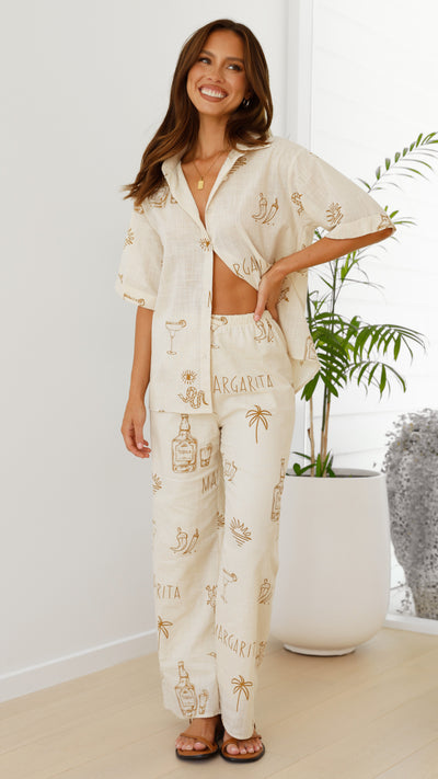 Load image into Gallery viewer, Bailie Shirt and Pants Set - Beige / Tan Margarita
