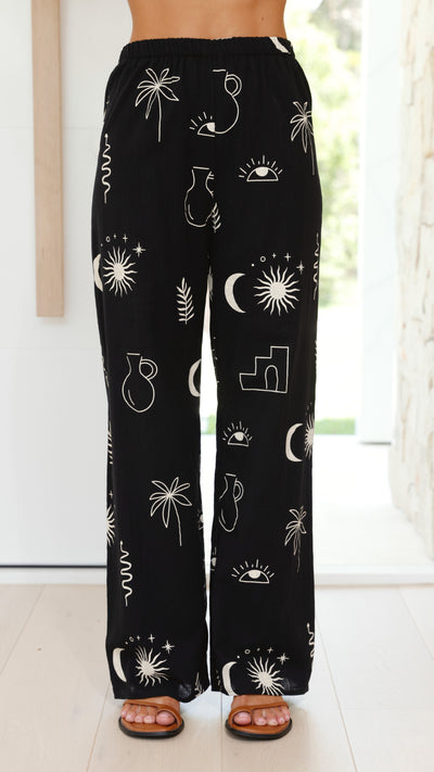 Load image into Gallery viewer, Harley Scarf Top and Pants Set - Black Sun Vase
