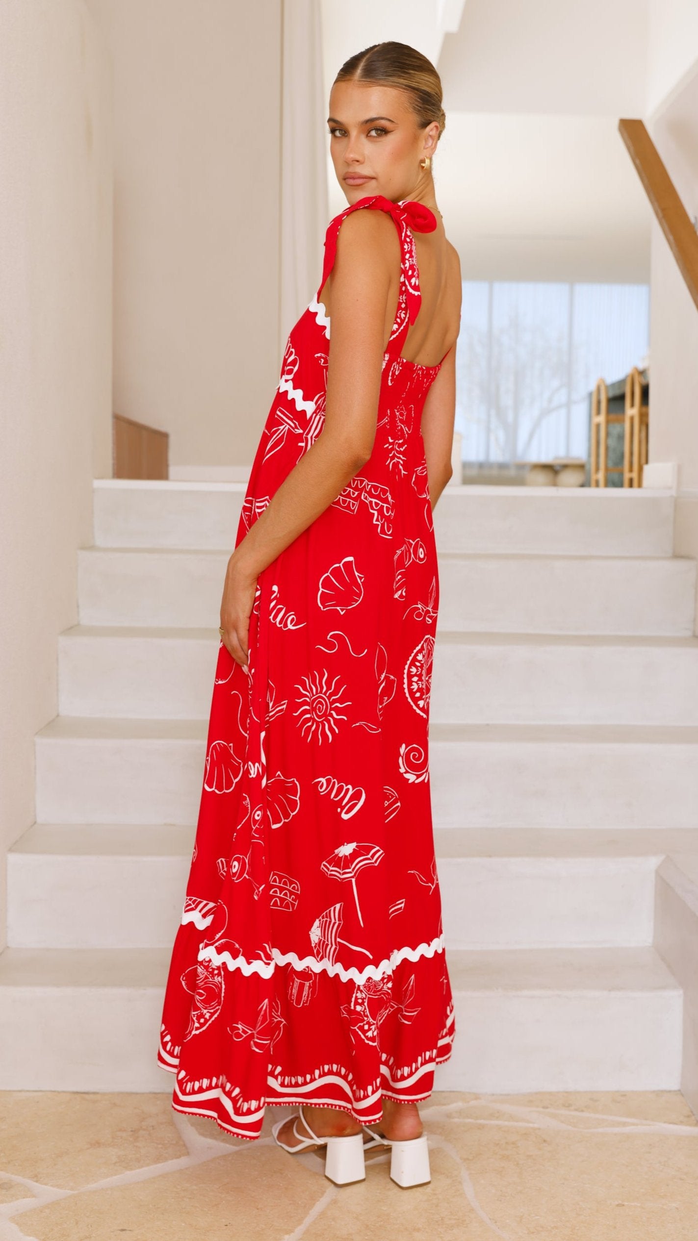 Birkley Maxi Dress - Red Print - Billy J