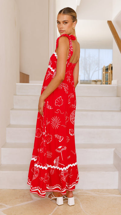 Load image into Gallery viewer, Birkley Maxi Dress - Red Print - Billy J
