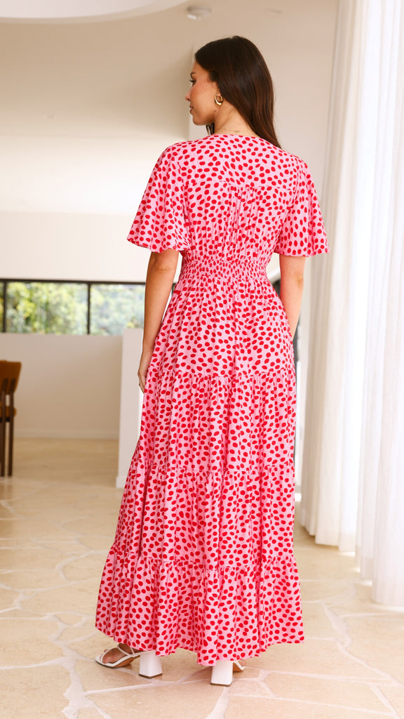 Nola Maxi Dress - Pink/Red Print - Billy J