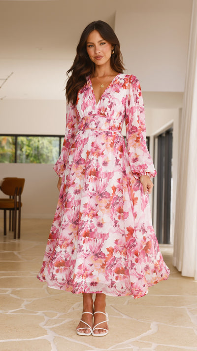 Load image into Gallery viewer, Zoi Maxi Dress - Pink Floral - Billy J
