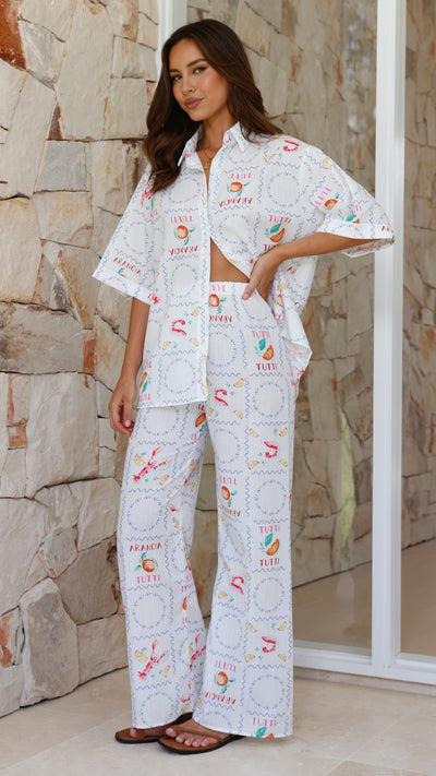 Load image into Gallery viewer, Kourt Button Up Shirt and Pants Set - White Lemons
